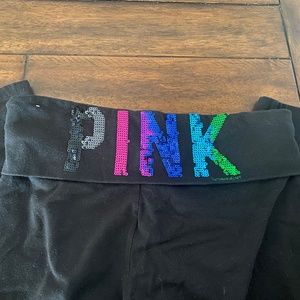 PINK sparkle black leggings